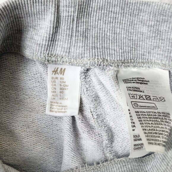 (🎨$3 PLAY) H&M 9-12 Months Baby Animals Grey Sweatpants Pants - Picture 3 of 4